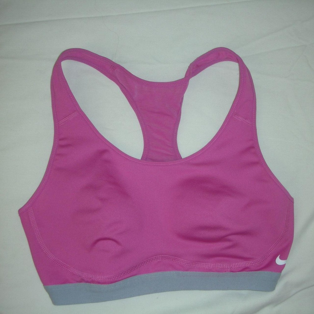 Nike Pink Racerback Sports Bra Gray Band Mesh Back Size Small Activewear